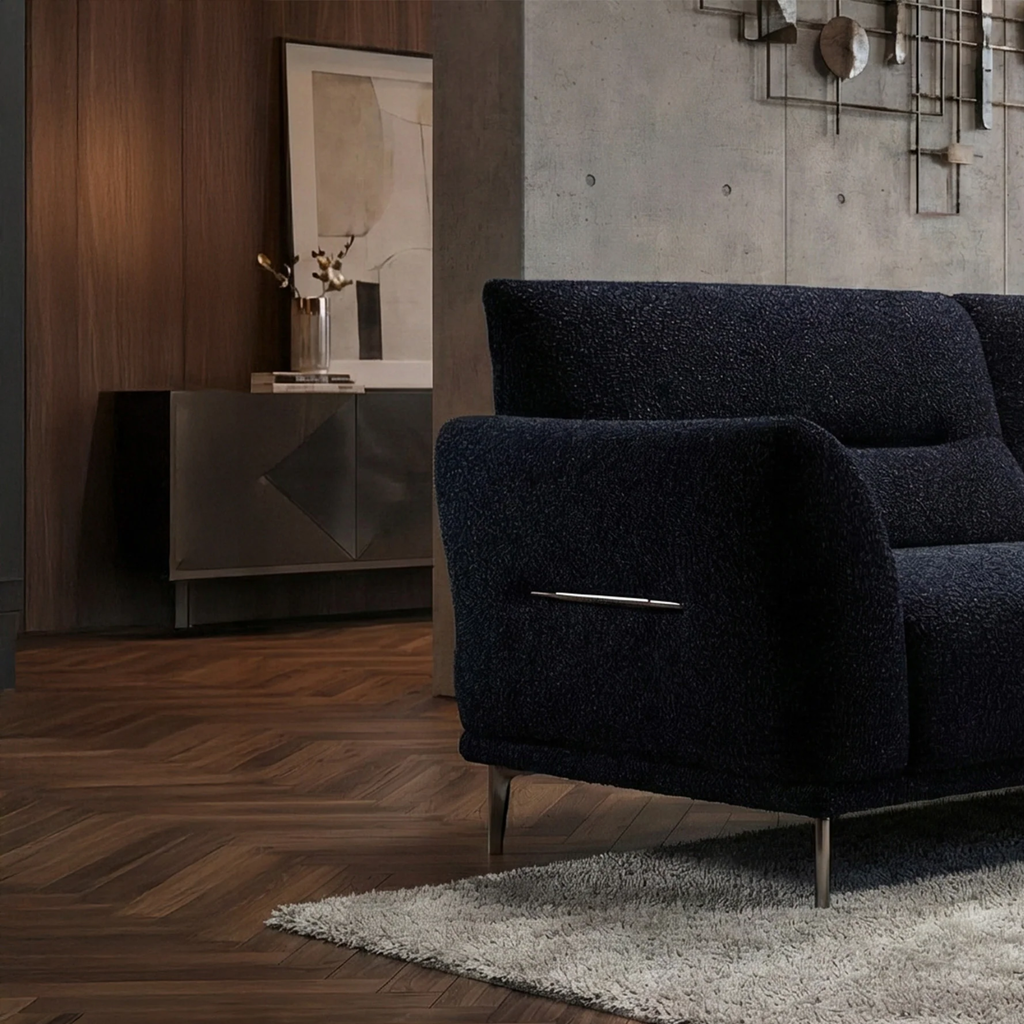 Aveline 2-Seater Sofa in Black Lux Boucle