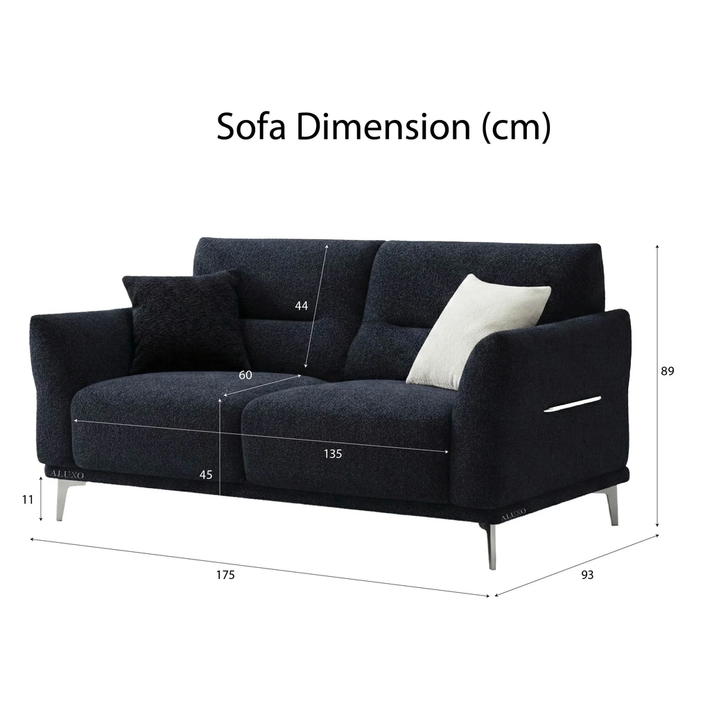 Aveline 2-Seater Sofa in Black Lux Boucle