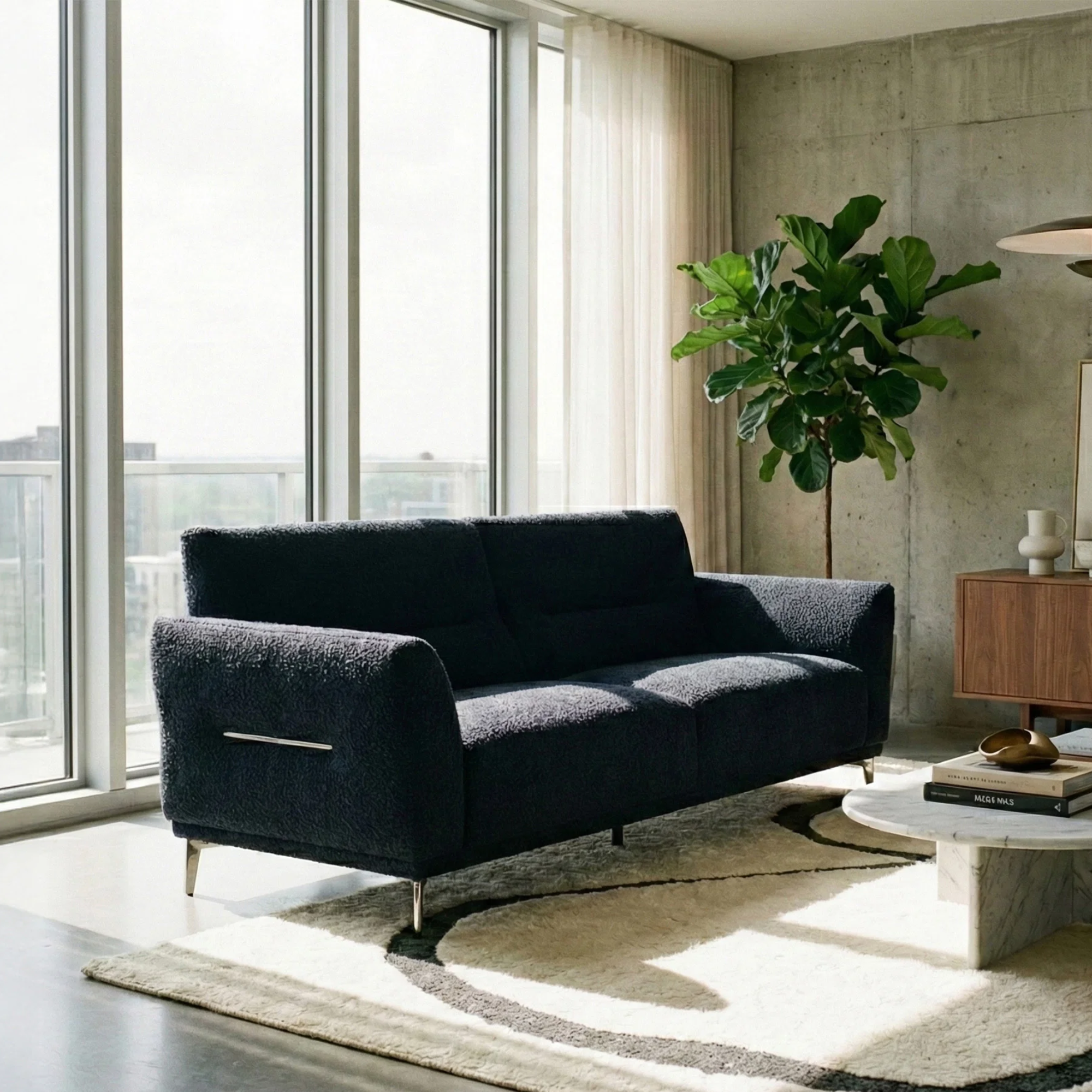 Aveline 3-Seater Sofa in Black Lux Boucle