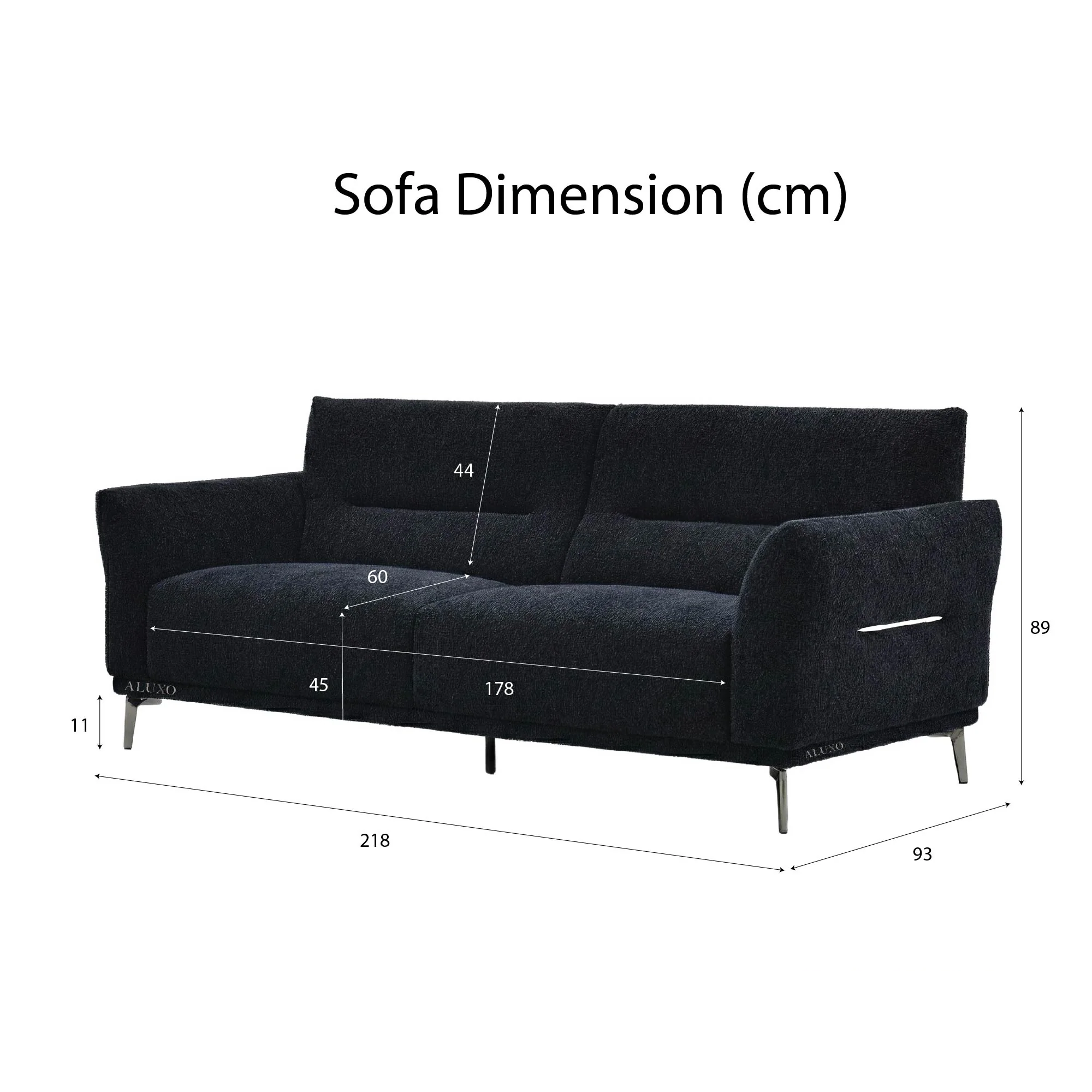 Aveline 3-Seater Sofa in Black Lux Boucle