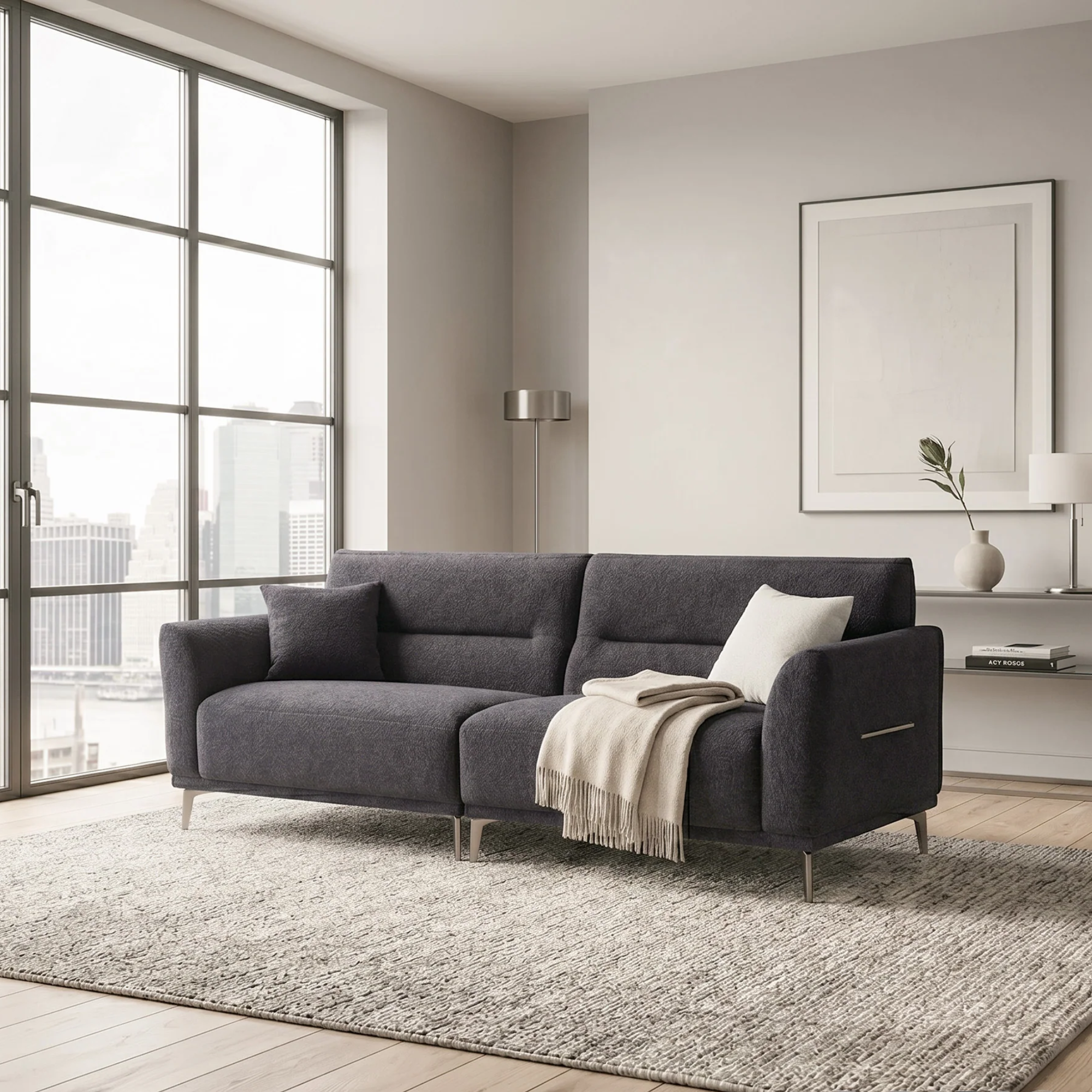 Aveline 4-Seater Sofa in Black Lux Boucle