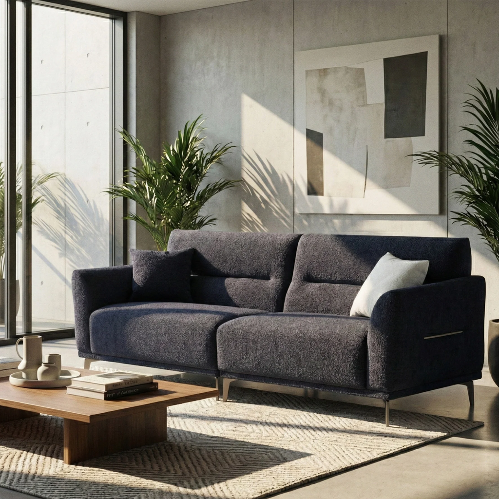 Aveline 4-Seater Sofa in Black Lux Boucle