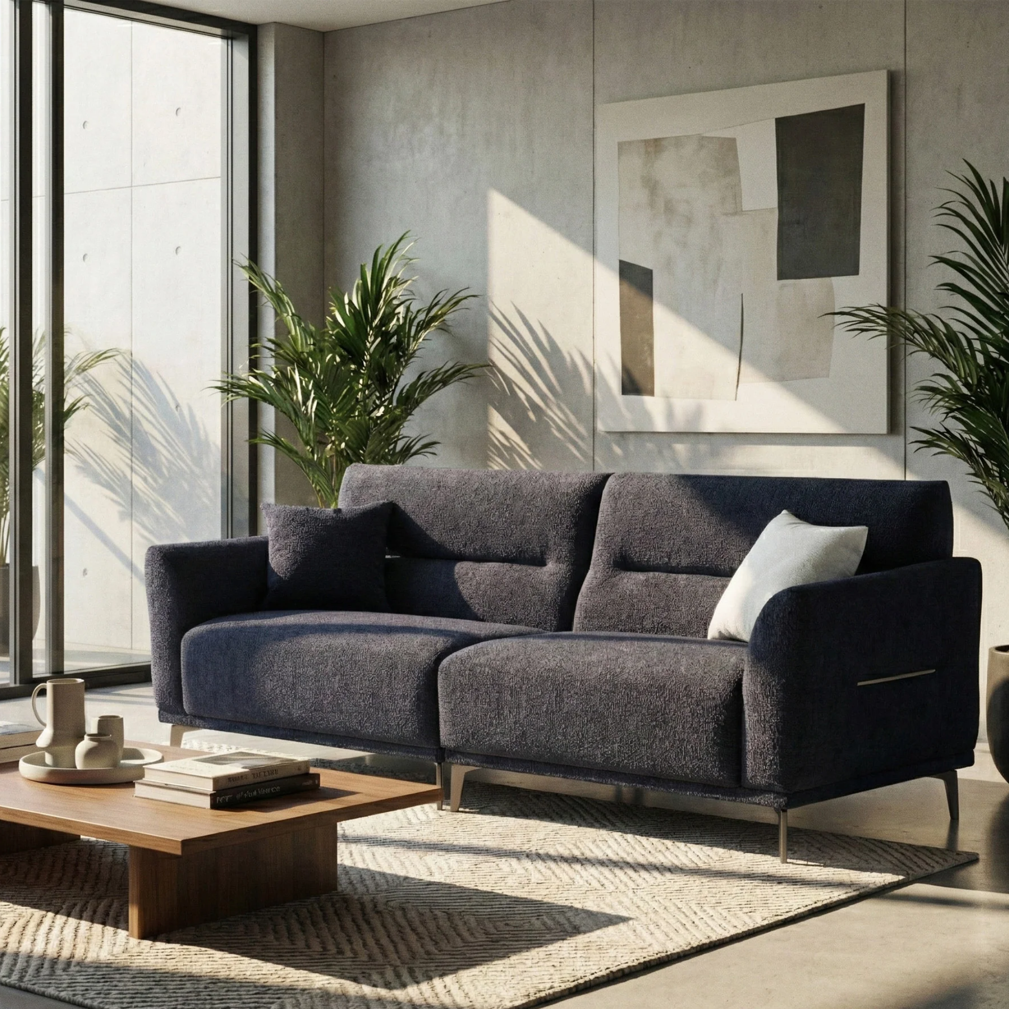 Aveline 4-Seater Sofa in Black Lux Boucle
