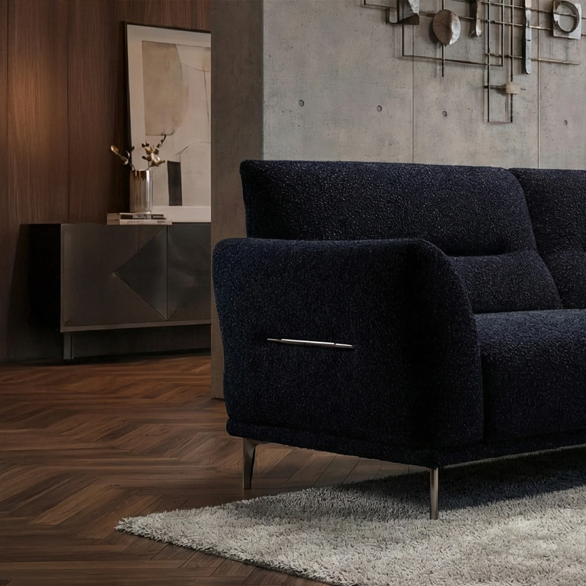 Aveline 4-Seater Sofa in Black Lux Boucle