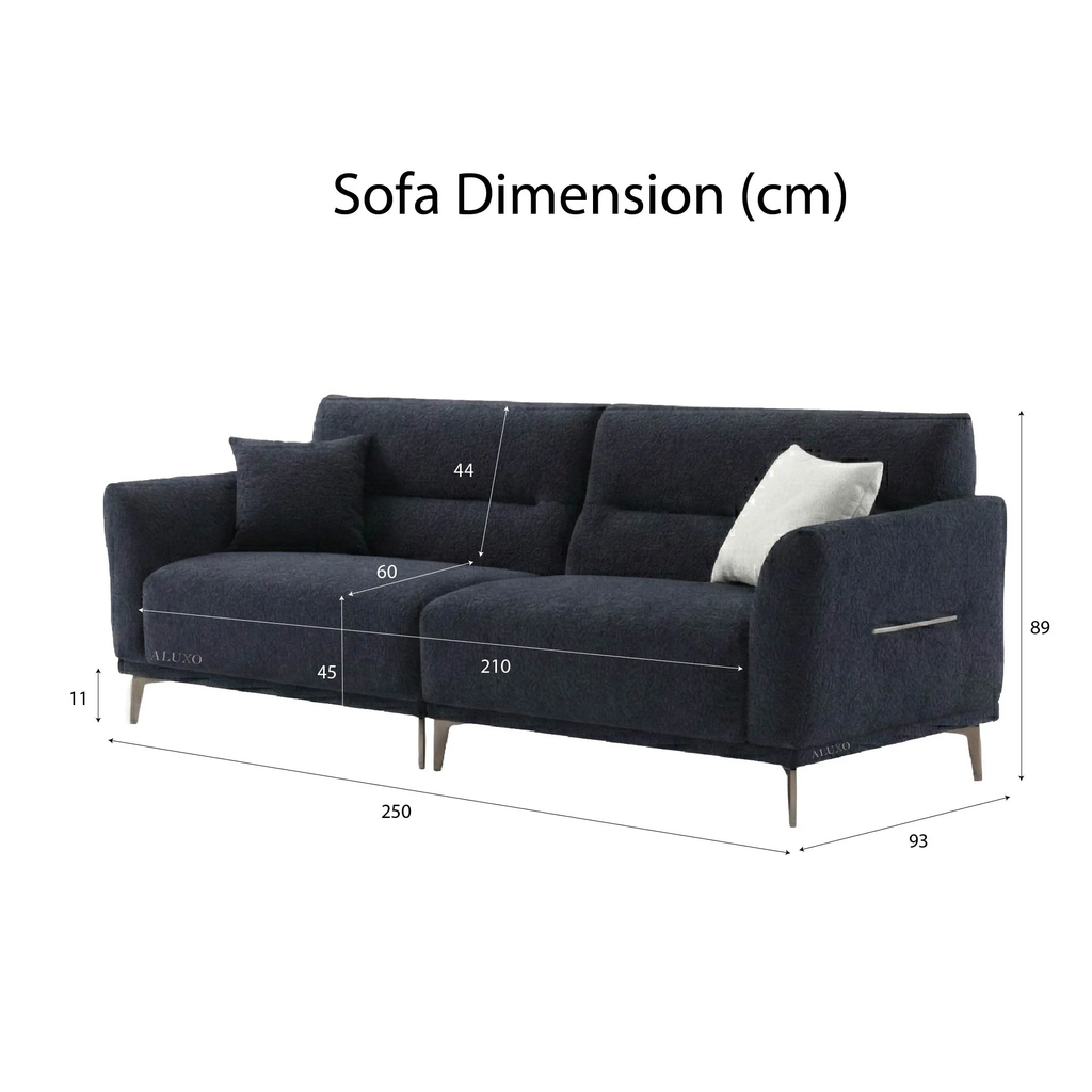 Aveline 4-Seater Sofa in Black Lux Boucle